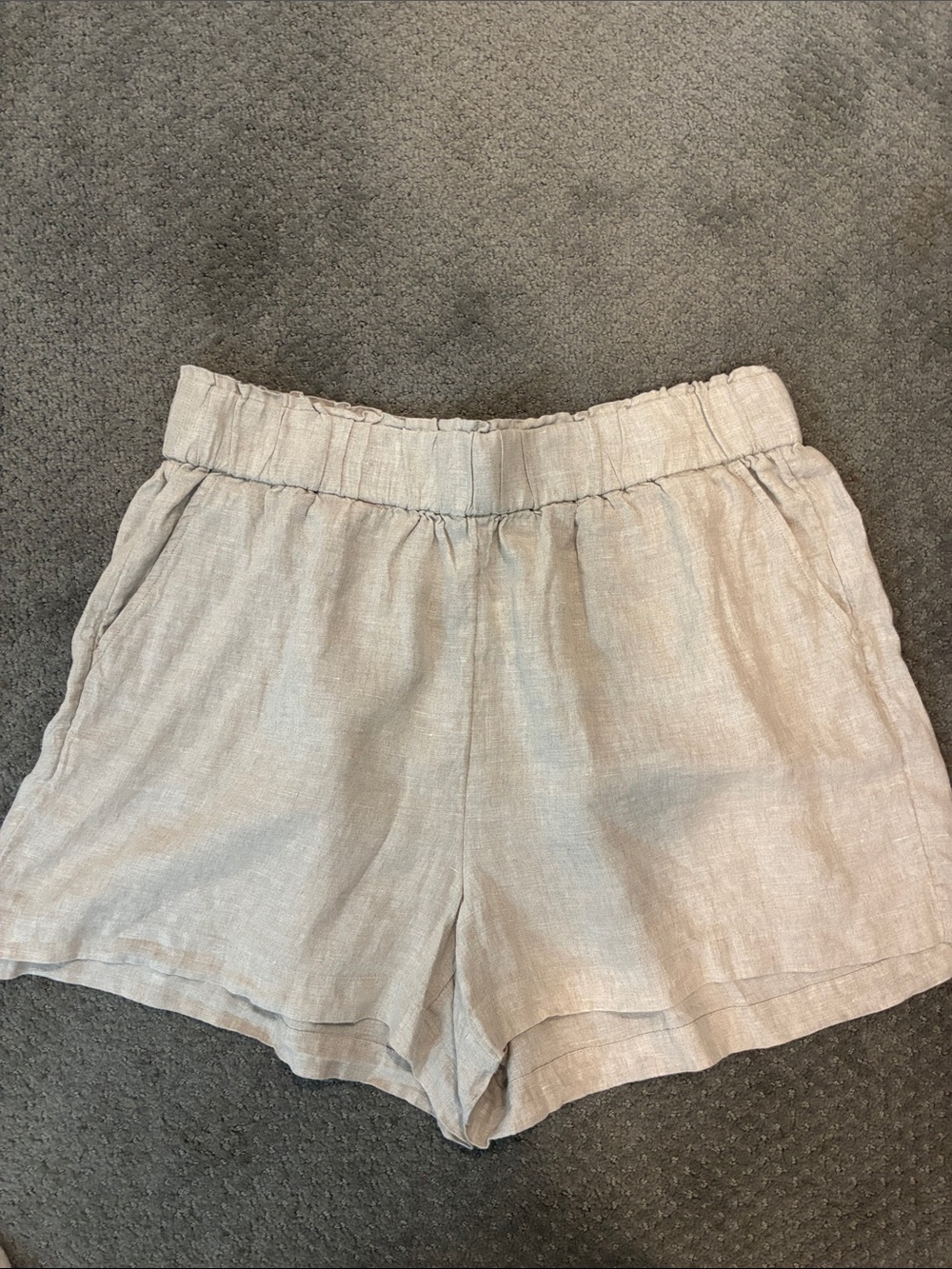 J. Crew Light Beige Linen-Blend Elastic Waist Shorts—NWT